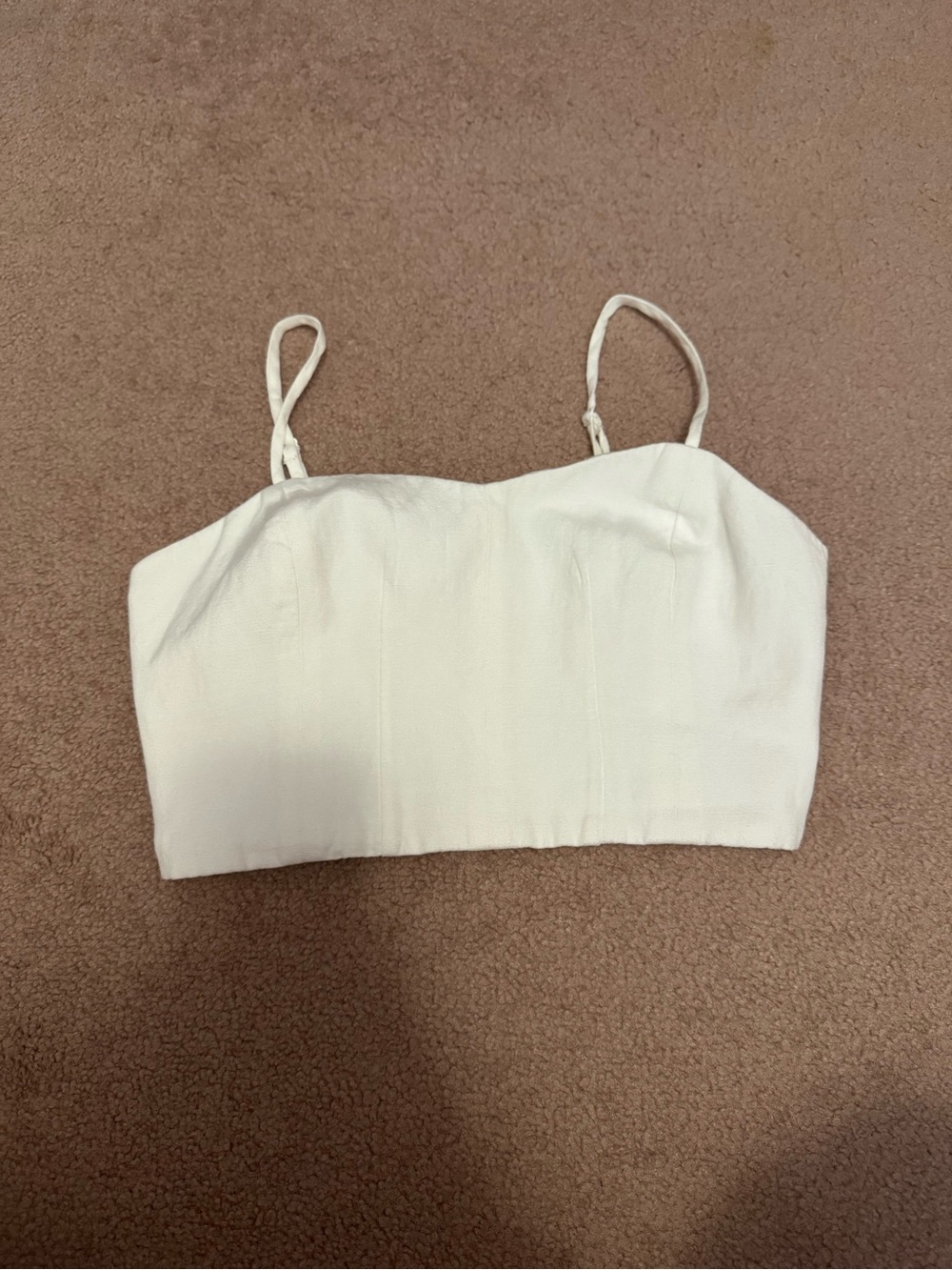 Club Monaco White Cropped Linen Blend Bustier Camisole